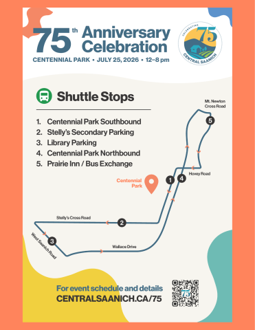 Map of five BC Transit event shuttle stops