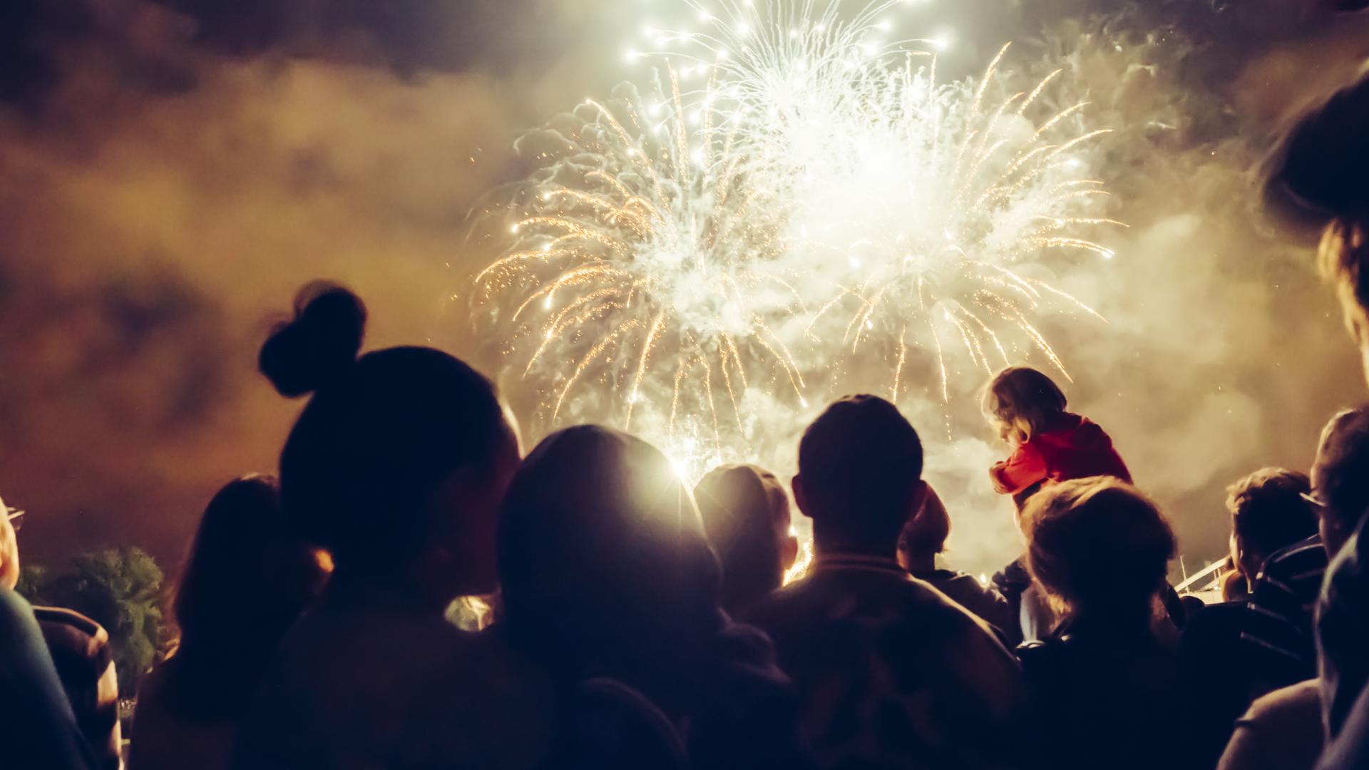 bonfire, community, fireworks